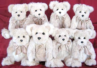 Eight fur teddy bears made form Grandma's Ranch Mink fur coat and Fitch fur coat